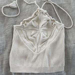 Knit cream halter top